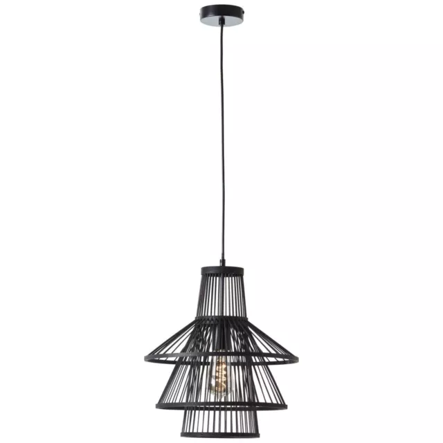 BRILLIANT Lampe, Hartland Pendelleuchte 35cm schwarz, 1x A60, E27, 25W, Kabel kü