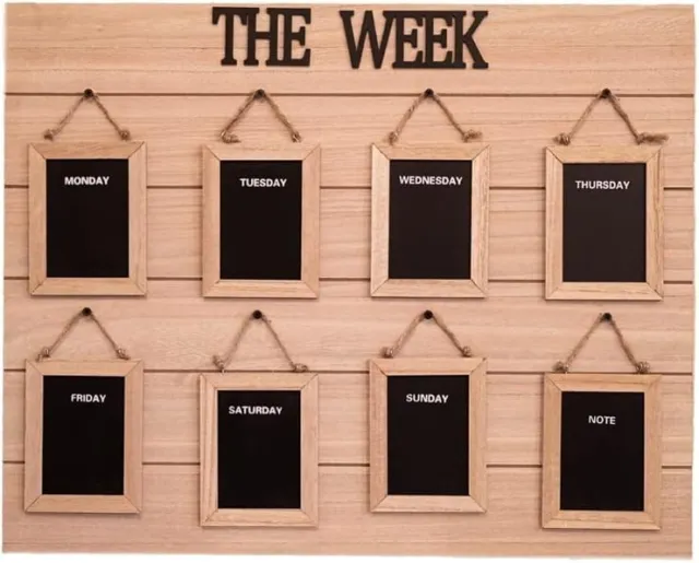 Blackboard Weekly Planner Memo Wooden Chalkboard Organiser Shabby Chic 60x48cm