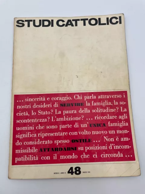 Studi Cattolici N. 48 1965 Valori cristiani del dialogo Famiglia