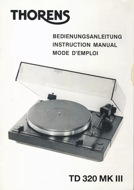 Original Bedienungsanleitung THORENS TD 320  MK III gebraucht sehr gut erhalten