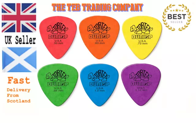6 x Dunlop Tortex Standard Gitarren-Plektrum-Spektrum - wählen Sie Ihre Größe/Farbe