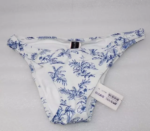 MinkPink womens Medium Blue White Tropical Bikini Swim Wear Bottoms Bottom