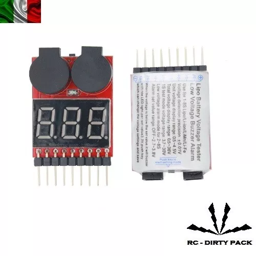 BUZZER ALARM SEGNALATORE ACUSTICO VOLTAGE LIPO WARNER 1s 2s 3s 4s 5s 6s 7s 8s a