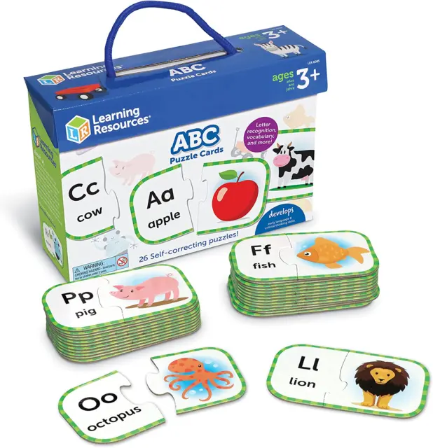 Learning Resources ABC Puzzle Cards, Kindergarten Readiness, Self Correcting Puz