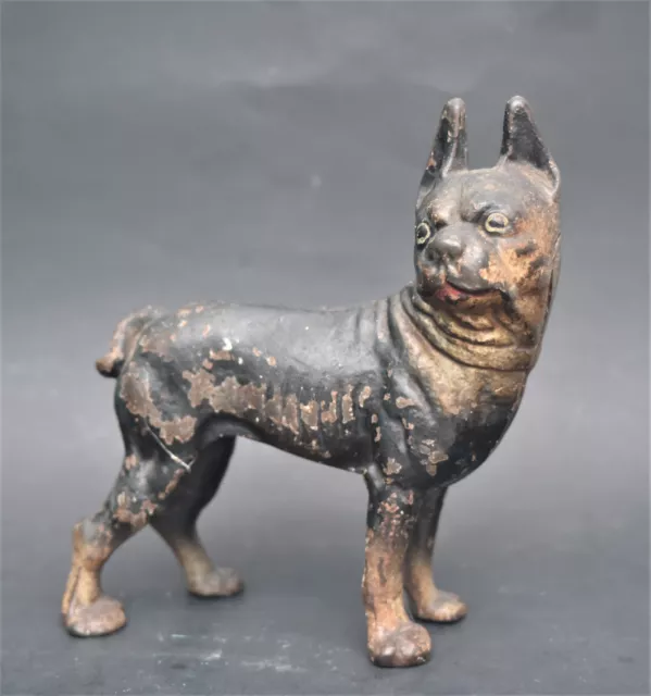 Antique Hubley Cast Iron Terrier Dog 8"  All Original Paint Door Stop Doorstop