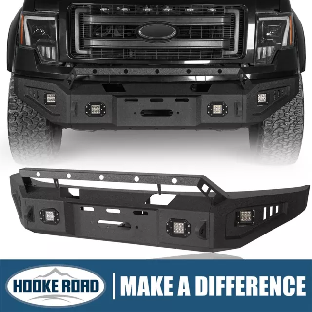 HOOKE ROAD OFFROAD Front Bumper w/Winch Plate & Lights For 20092014