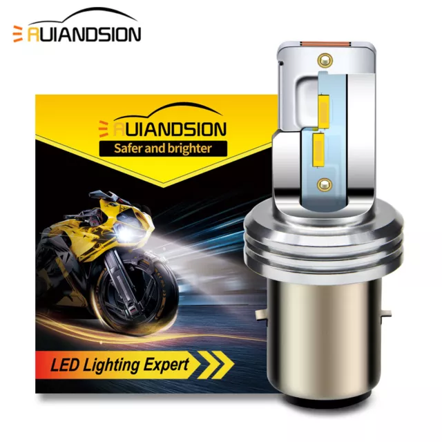 1X Giallo BA20D CSP LED Lampadina del faro della moto Fascio alto-basso AC/DC12V