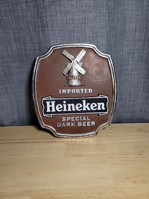 Vintage Imported Heineken Special Dark Advertising Beer Sign Plaque