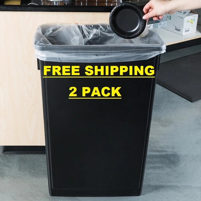 (2/Pack) 23 Gallon Heavy-Duty Black Slim Restaurant Kitchen Garbage Trash Can