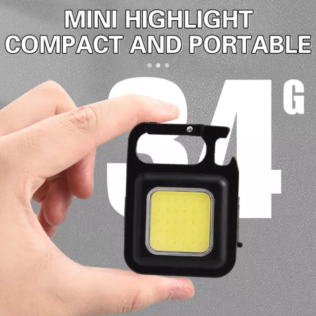 COB Flashlight Mini Protable Keychain Lamp 4 Lighting EDC Torch Work Lights