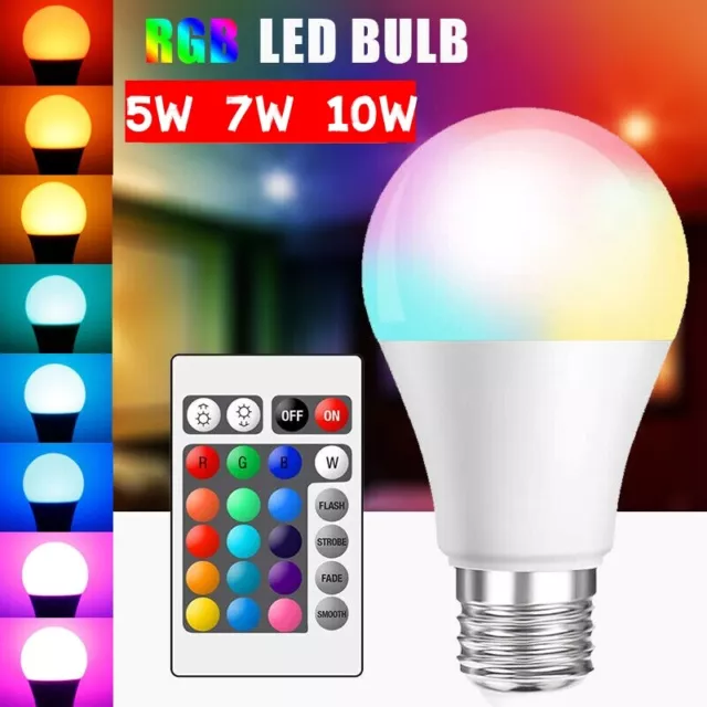 RGB LED Glühbirne Lampe E27 5W/7W/10W Dimmbar Farbwechsel mit Fernbedienung DHL