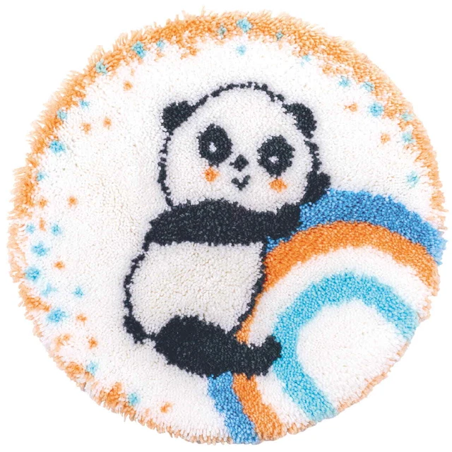 Vervaco Knüpfteppich "Panda auf Regenbogen", Knüpfbild vorgezeichnet, diam ca. 5