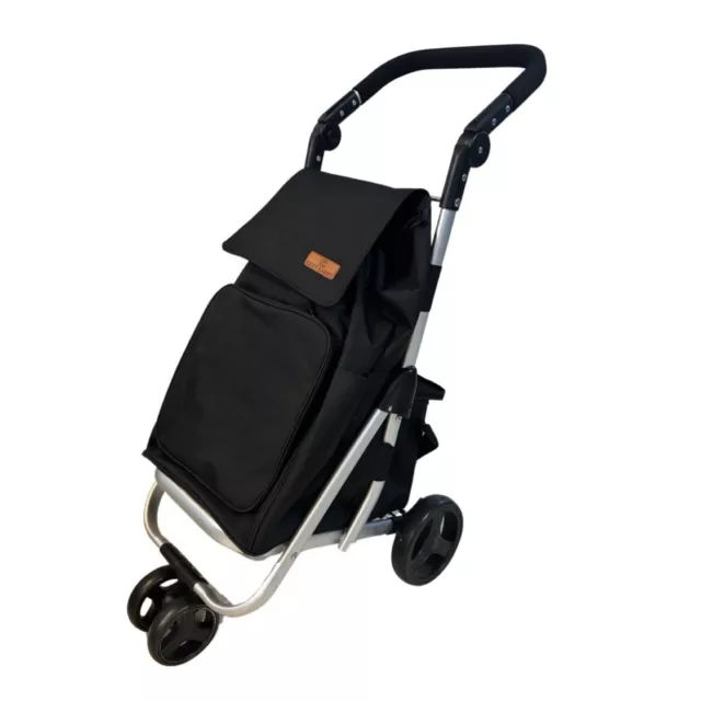 Shopping Trolley Cart foldable with Cooler Bag Heavy Duty Aluminium Frame Black