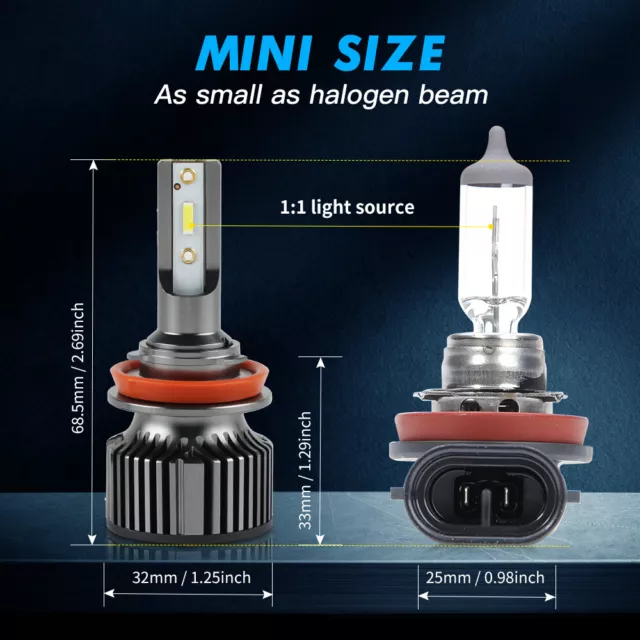 BEVINSEE H11 H8 LED Phare Ampoule Blanc Feu de croisement pour Mazda CX-5 GH, KE 3