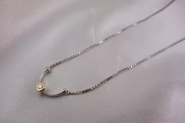 Schönes dezentes Collier Kette aus Weißgold 750 mit Brillant