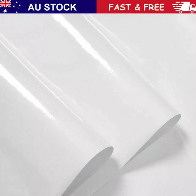 Gloss White Vinyl Self Adhesive Wallpaper Roll Kitchen Contact Paper Home Film