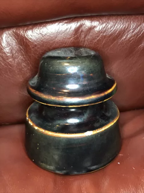 Thomas Electric Power Line Insulator Vintage Brown Ceramic Porcelain