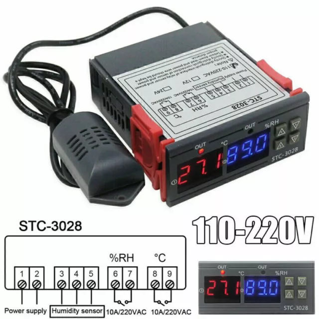 10A 220V Digitaler Temperaturregler Feuchtigkeitsregler Thermostat Instrument XS