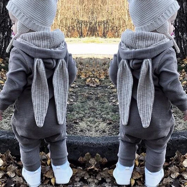 Tuta tutina con cappuccio neonato bambino bambina coniglio tuta abito vestiti Regno Unito 5