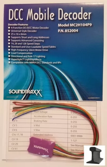 SoundTraxx ~ New 2024 ~ DCC Motor Decoder ~ MC2H104P9 ~ 9 Pin Universal ~ 852004