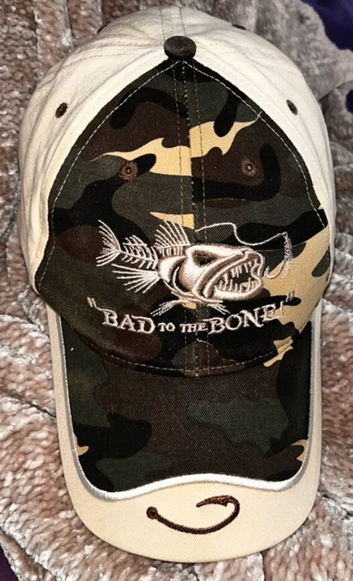Get Reel Fish Cap Hat Bad To The Bone Camo  Adjustable Hook Loop
