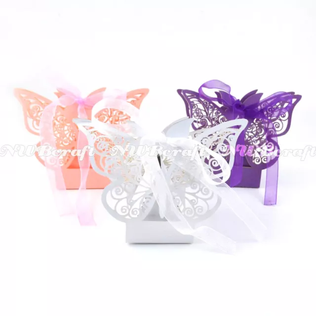 20 Luxury Butterfly Boxes Wedding Party Favour Laser Cut Sweets Cake Candy Gift