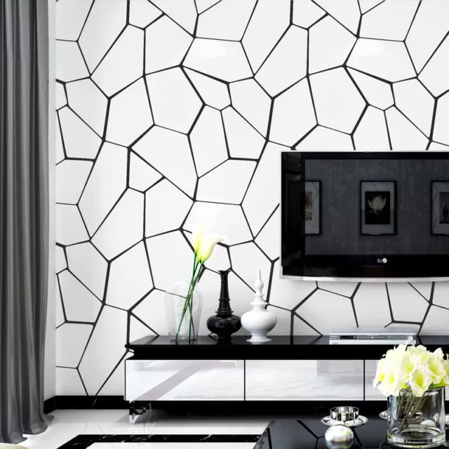 3D Wallpaper Black & White PVC Wall Paper Roll Living Room Home Decor Background