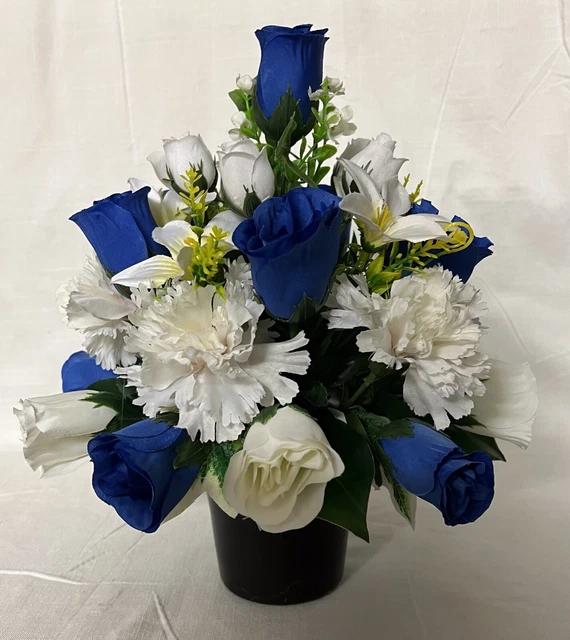 Neu Kunst/Seide Blume Grabvase Gedenk Cremetopf Handgemacht Vatertag