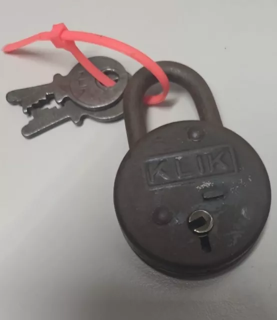 Lock Old Vintage Iron Padlock With Key Handmade Small size Collectible Klik 2