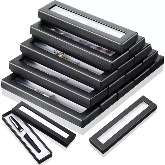 16 Pieces Empty Pen Gift Box Black Cardboard Case with Clear Window for8533