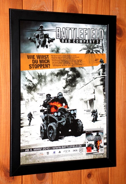 Battlefield Bad Company 2 Xbox 360 PS3 Rare small Promo Poster / Ad Page Framed