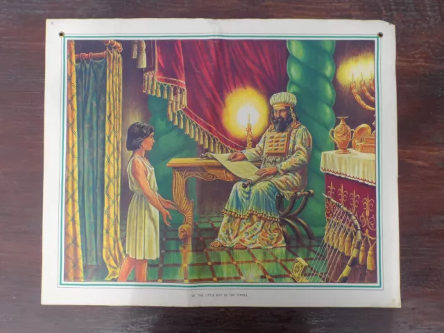 Old mid century school print picture - The little boy in the temple - no 20