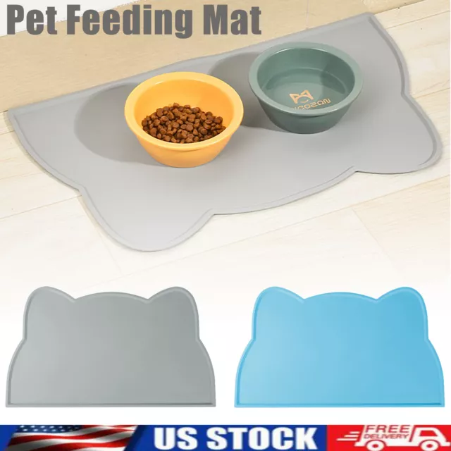 Pet Silicone Placemat Feeding Bowl Food Non Slip Dog Cat Mat Waterproof Home US