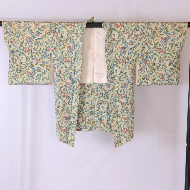 Kimono Japanese Vintage Kawaii Haori Jacket Silk Plant Patterns 30.31 inch used