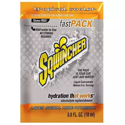 Sqwincher Fast Pack 18ml Tropical - Box of 200 (4 Packs of 50)