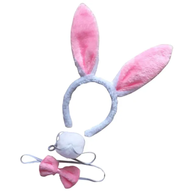 3 Pcs Rabbit Bunny Ears Headband Bow Ties Tail Set Cosplay Party Kids Adults