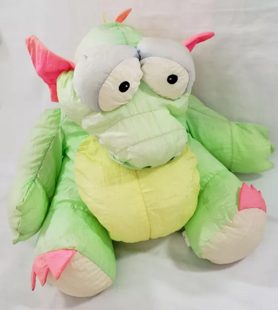 Puffalump Stuffins Style 1989 Nylon Stuffed Plush Green Dragon Prestige Toy Corp