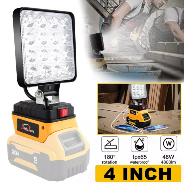 Cordless Led Work Light For Dewalt 20V Battery,Portable Flood Light Flashlight