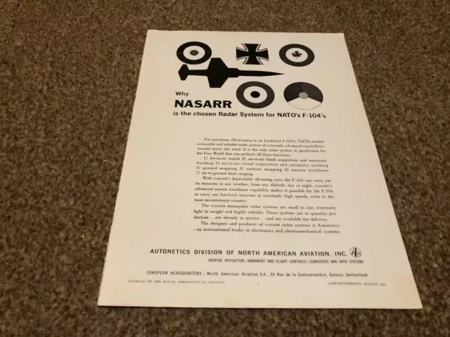 Ac49 Advert 11X8 Autonetics Division Of North American Aviation Inc - Nasarr