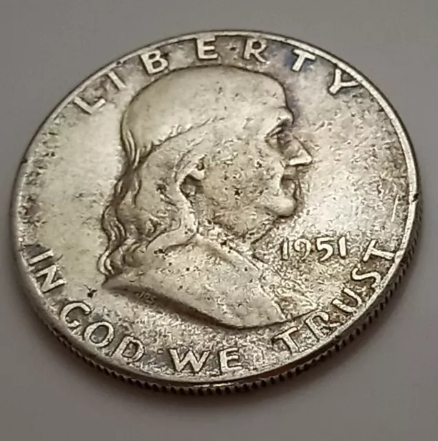 1951 USA Silver Half Dollar Franklin Half Coin America Silver United States