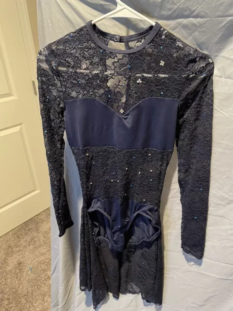 Semi Custom Body Wrappers Navy Lace Dance Costume Small Adult 3