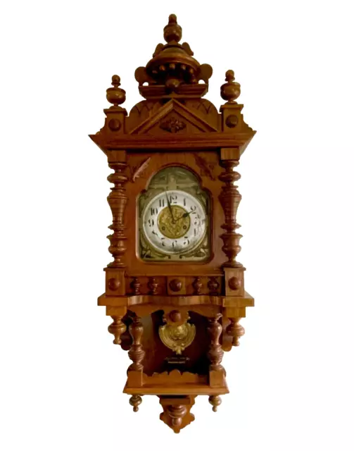 Antike deutsche Junghans Regulator Eichengehäuse Wanduhr, Jugendstil, 1900er