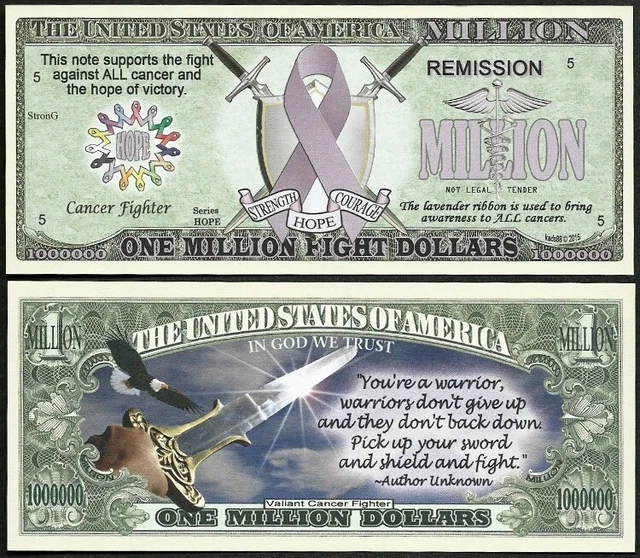 Cancer Fighter Sensibilisation Million Dollar Nouveauté Monnaie