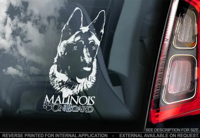 Belgian Malinois Car Sticker - Dog On Board Bumper Window Decal Sign Gift V07