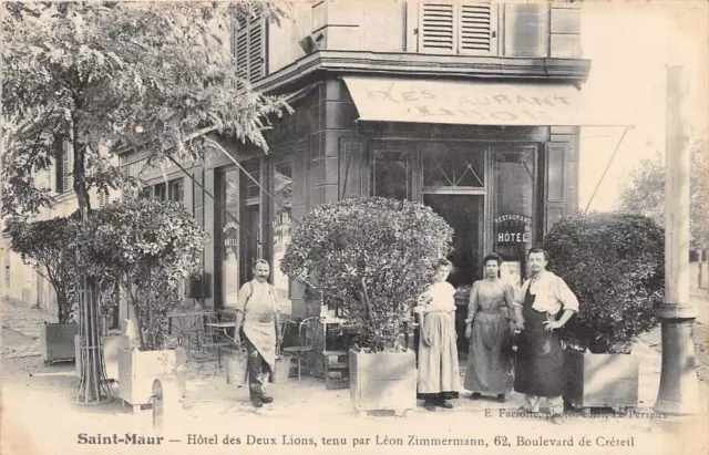 CPA 94 SAINT MAUR HOTEL DES DE DEUX LIONS HELD BY LEON ZIMMERMANN 62 bd CRETEIL