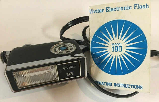 Vivitar Electronic Flash Model 180 With Charger and Operating Instructions