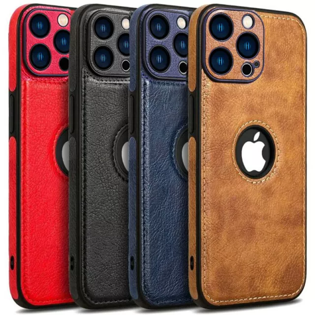 For Apple iPhone 14 13 12 11 Pro Max Case Slim Leather Luxury Shockproof Cover