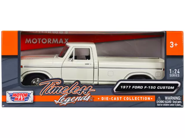 Ford F-150 Custom Pickup Truck 1977 White Timeless Legends Motormax 1/24 Diecast