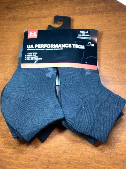 Under Armour Kids 248580 Black Performance Tech Low Cut Socks 6-Pair Size 13,5-4