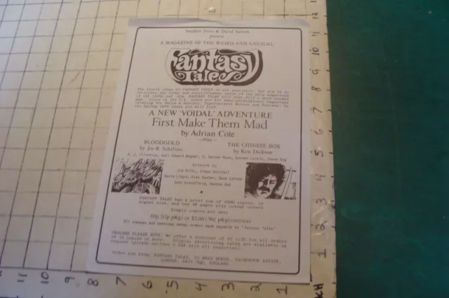 Vintage High Grade FANTASY TALES  flyer UNDATED 70s, not stamped like his others